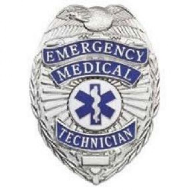 EMERGENCY MEDICAL TECHNICIAN SHIELD SHIRT BADGE - NICKEL.